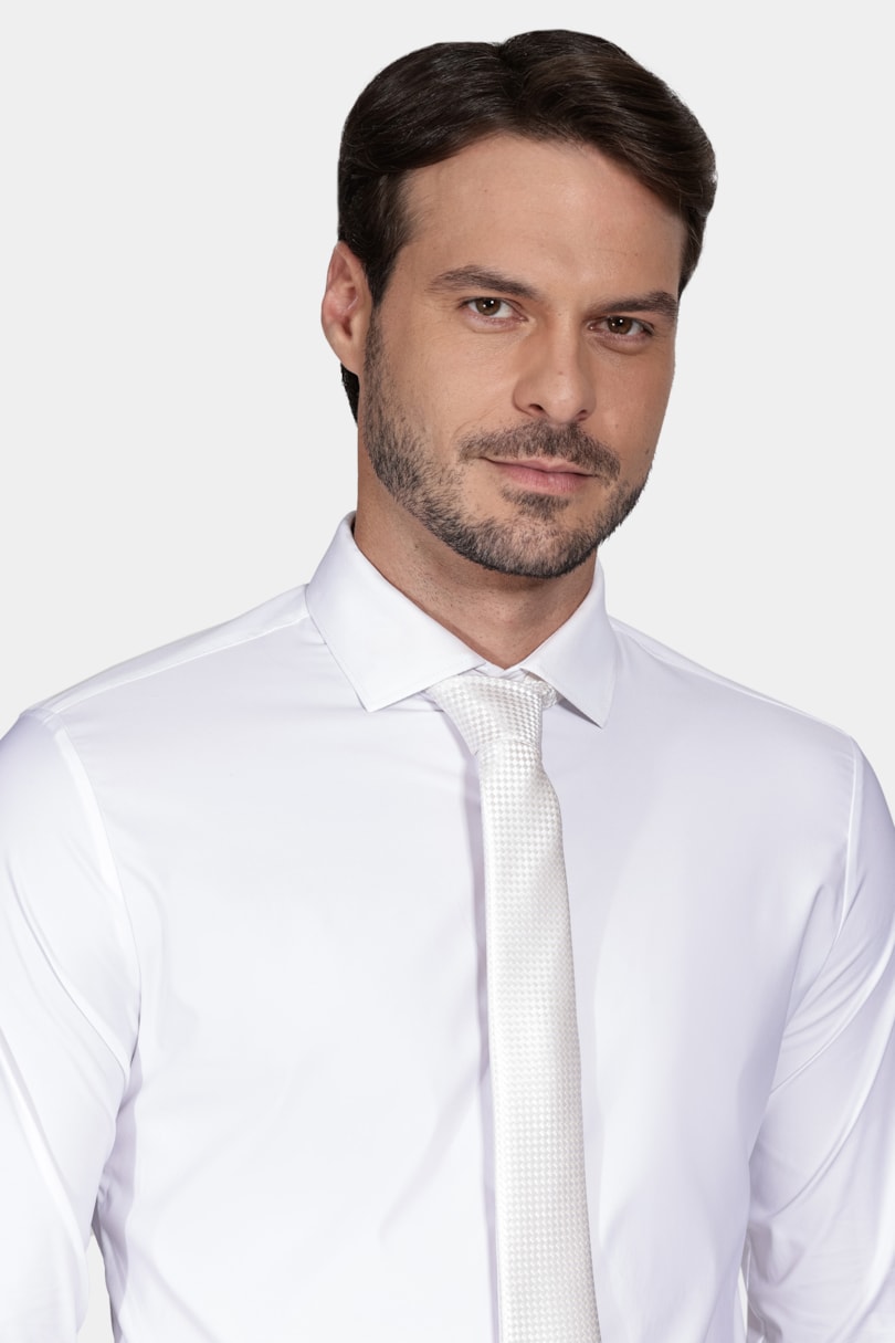 Gravata Jacquard Seda Checkers Branco