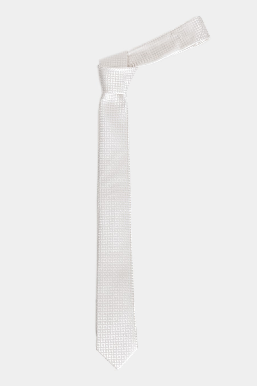 Gravata Jacquard Seda Checkers Branco — foto 3 de 4