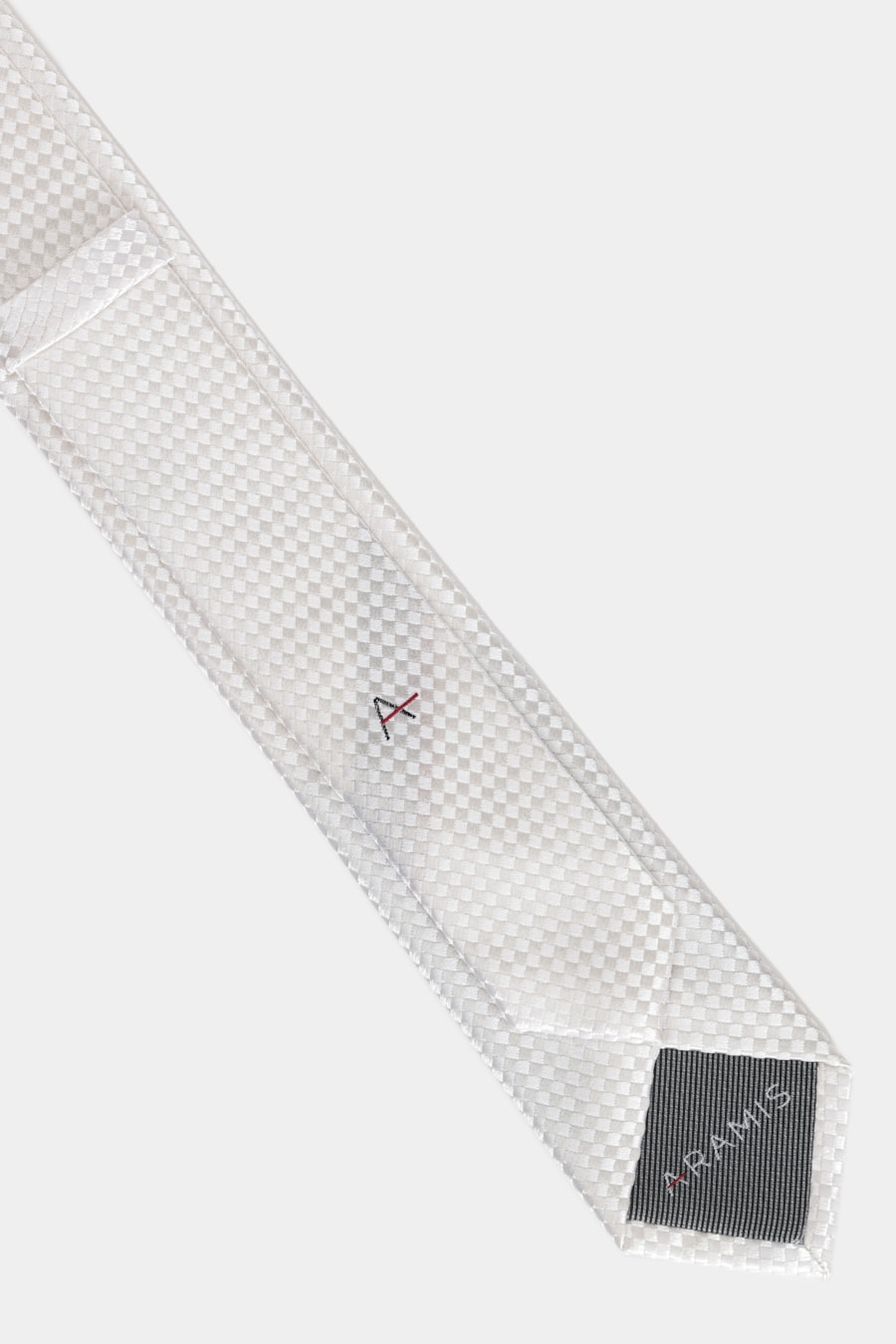 Gravata Jacquard Seda Checkers Branco — foto 4 de 4
