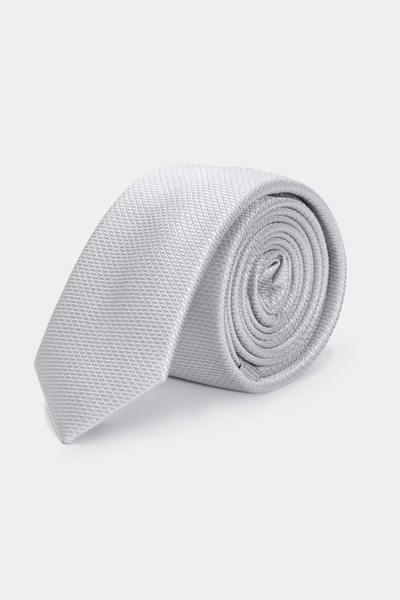 Gravata Jacquard Seda Triangle Cinza