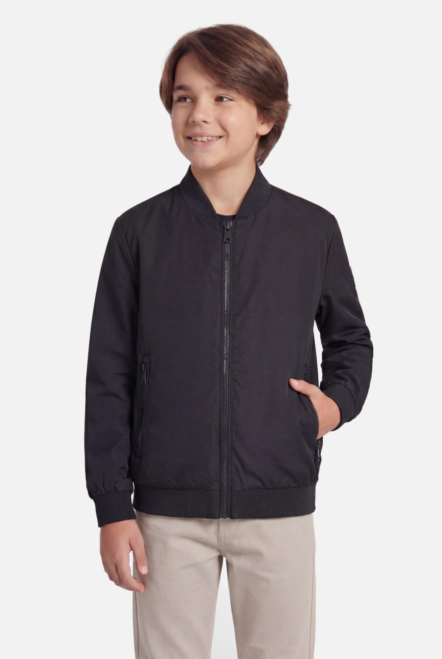 Jaqueta Infantil Bomber Nylon Preto — foto 1 de 6