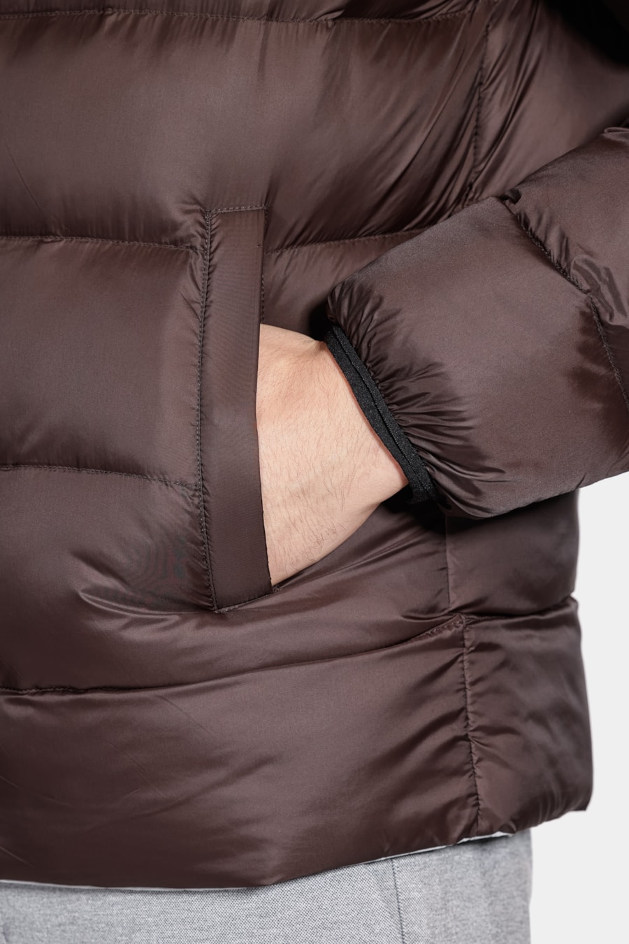Jaqueta Nylon Dupla Face Puffer Cinza Com Marrom — foto 10 de 13