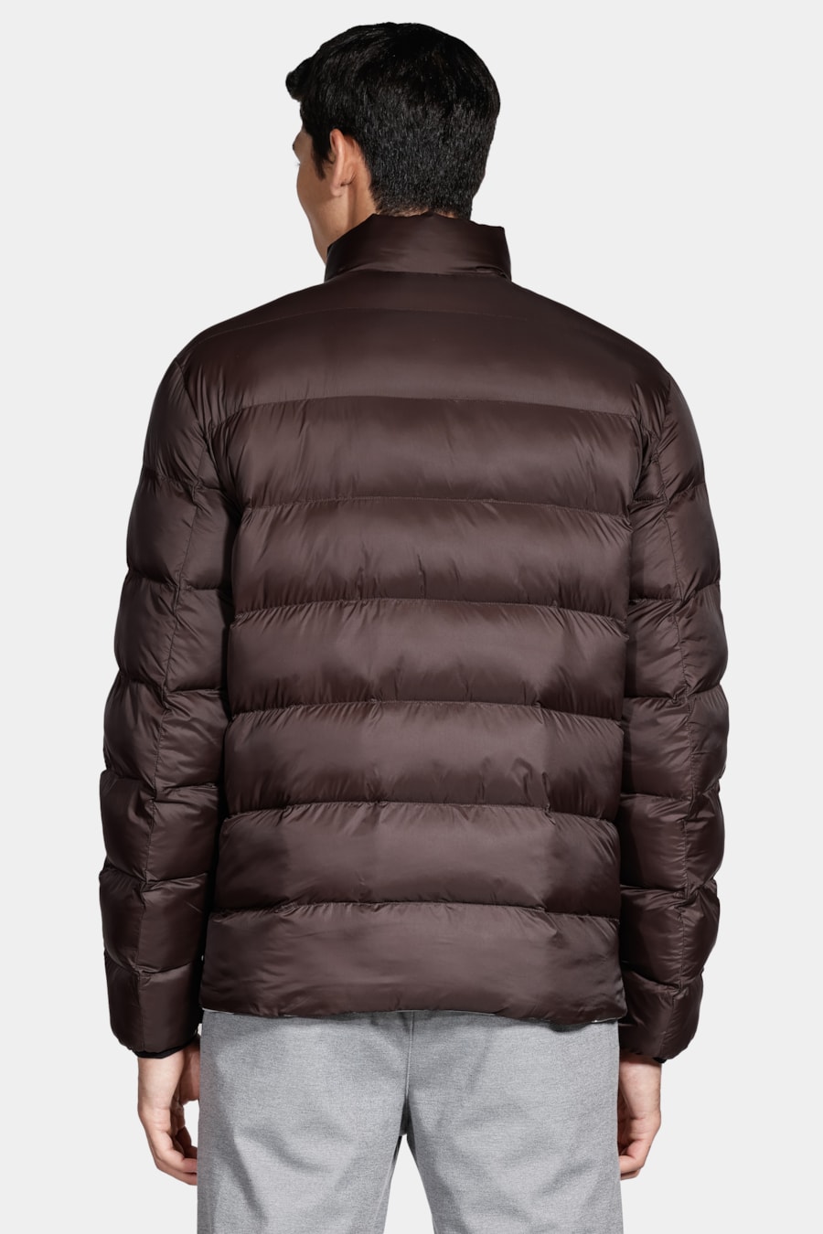 Jaqueta Nylon Dupla Face Puffer Cinza Com Marrom — foto 11 de 13