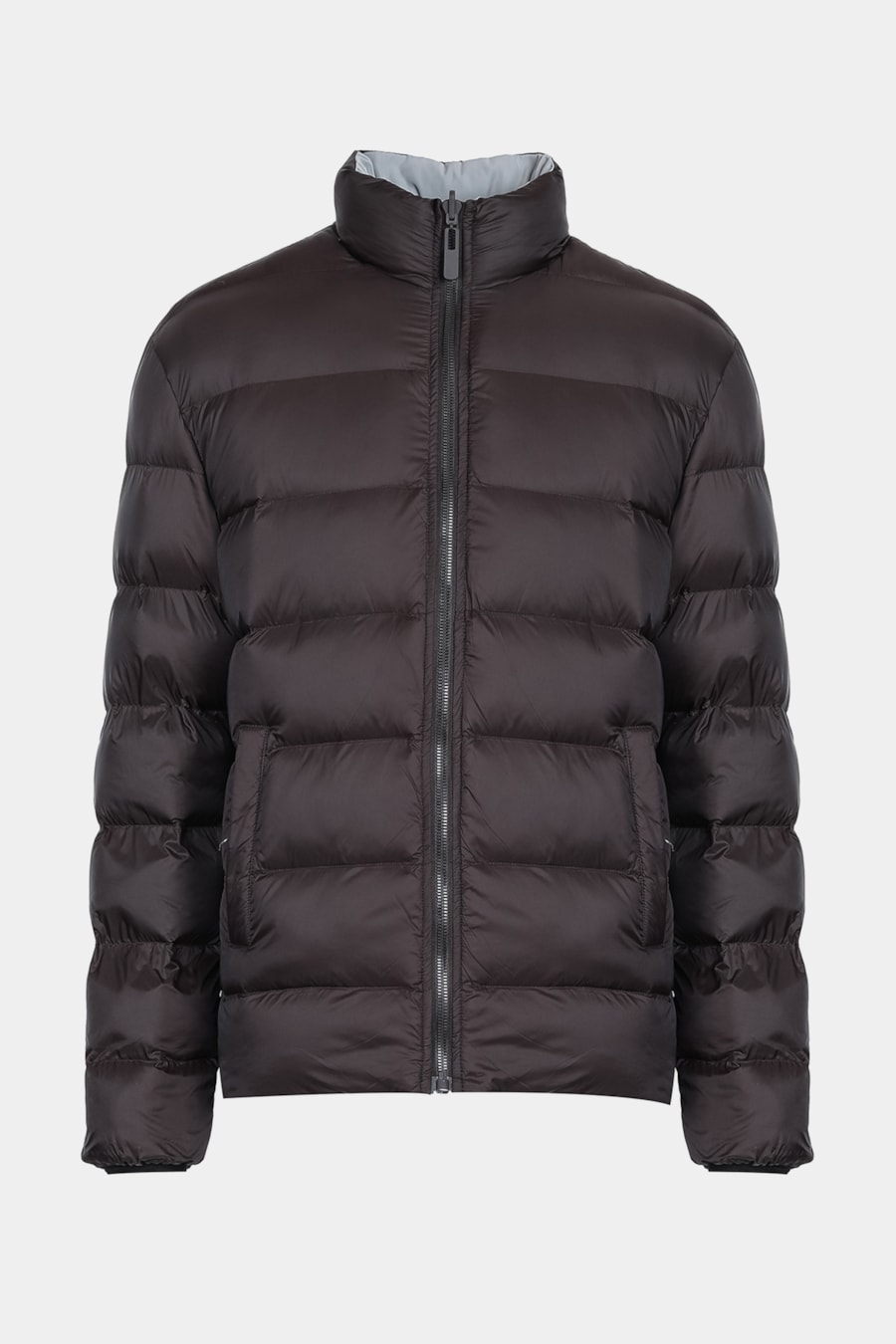 Jaqueta Nylon Dupla Face Puffer Cinza Com Marrom — foto 13 de 13