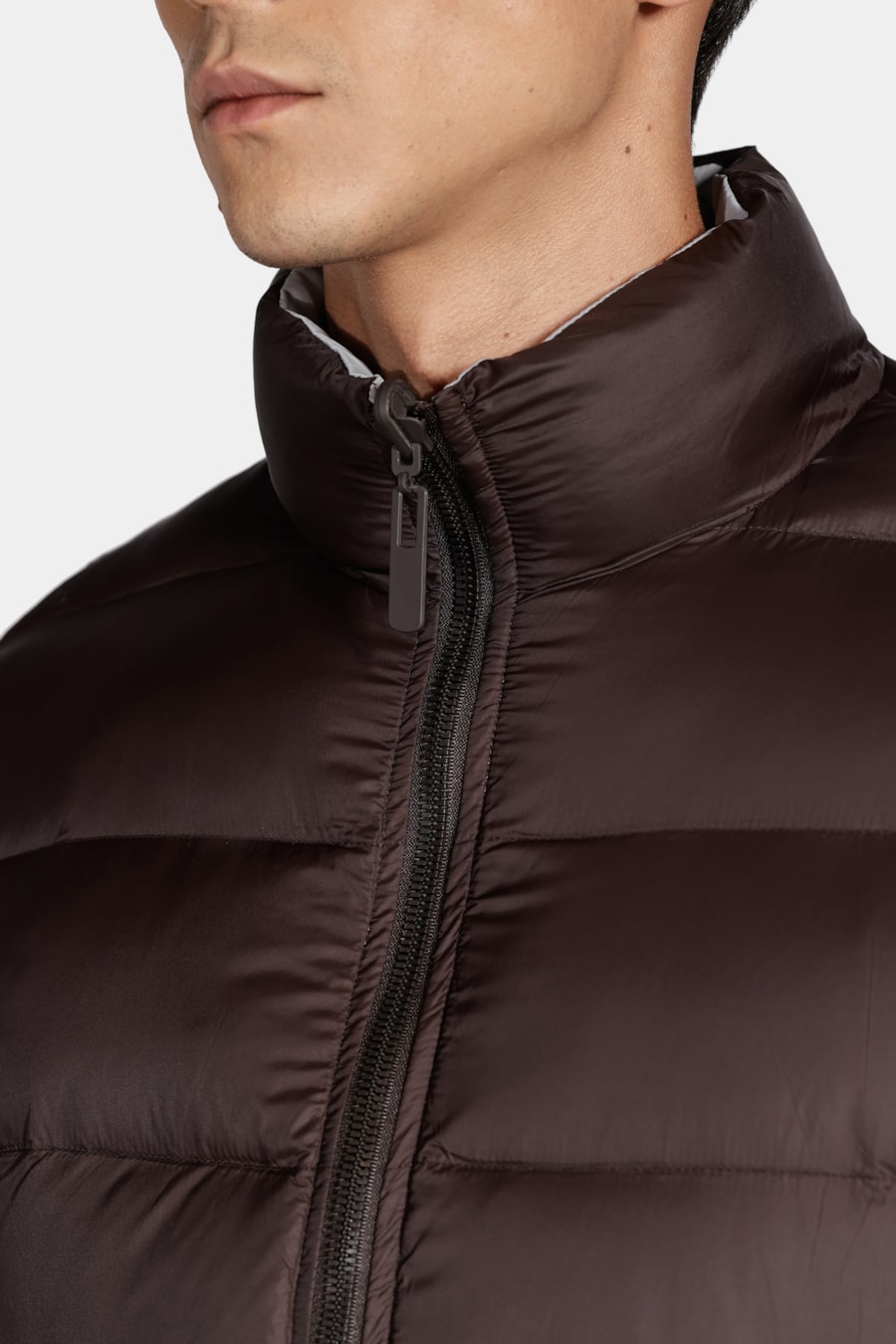 Jaqueta Nylon Dupla Face Puffer Cinza Com Marrom — foto 9 de 13
