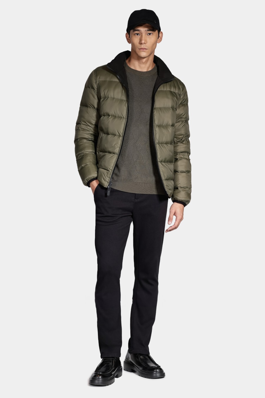 Jaqueta Nylon Dupla Face Puffer Preto Com Verde — foto 8 de 13