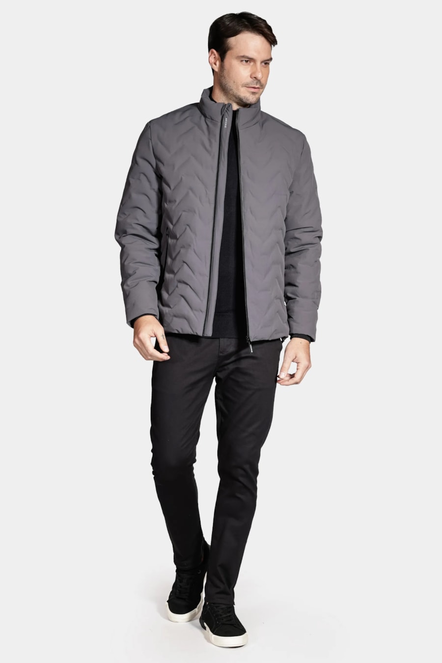 Jaqueta Puffer Fusionada Liquid Repeller Cinza Asfalto — foto 2 de 7