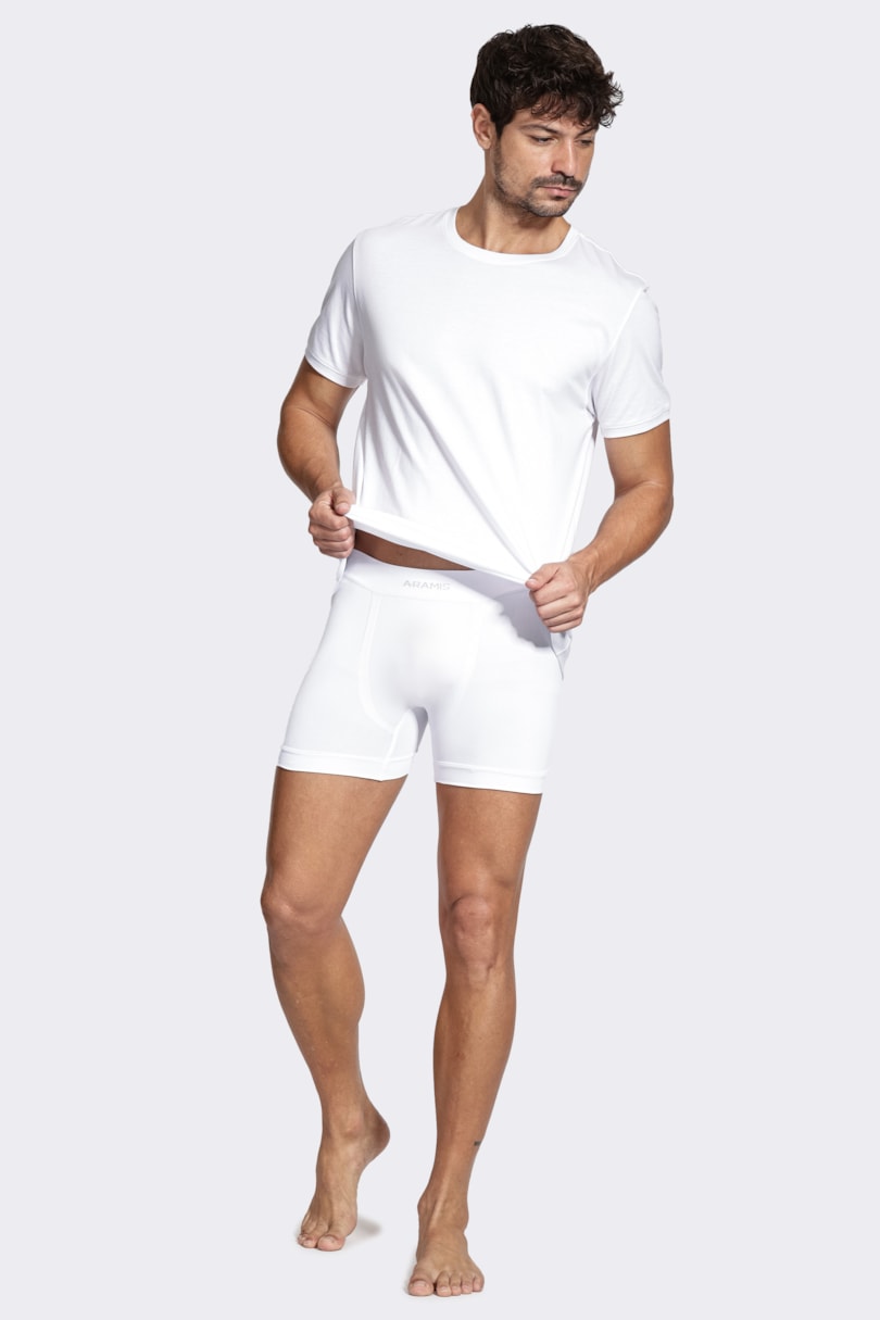 Kit 3 Cuecas Boxer Sem Costura Branco