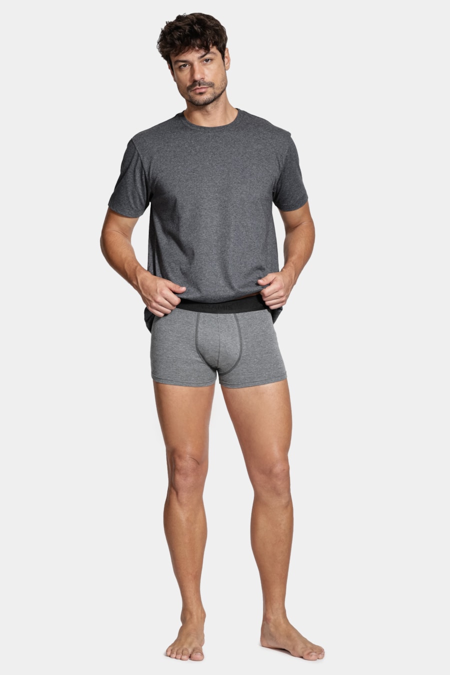 Kit 3 Cuecas Neo Boxer Cotton Cinza Mescla — foto 2 de 7