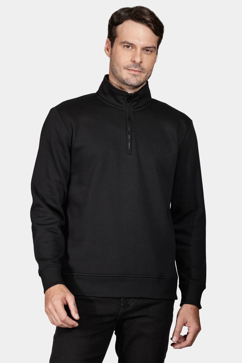 Moletom de Malha 1/2 Zíper Preto
