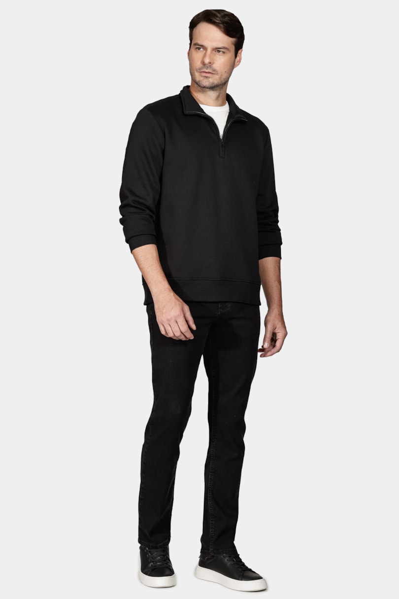 Moletom de Malha 1/2 Zíper Preto