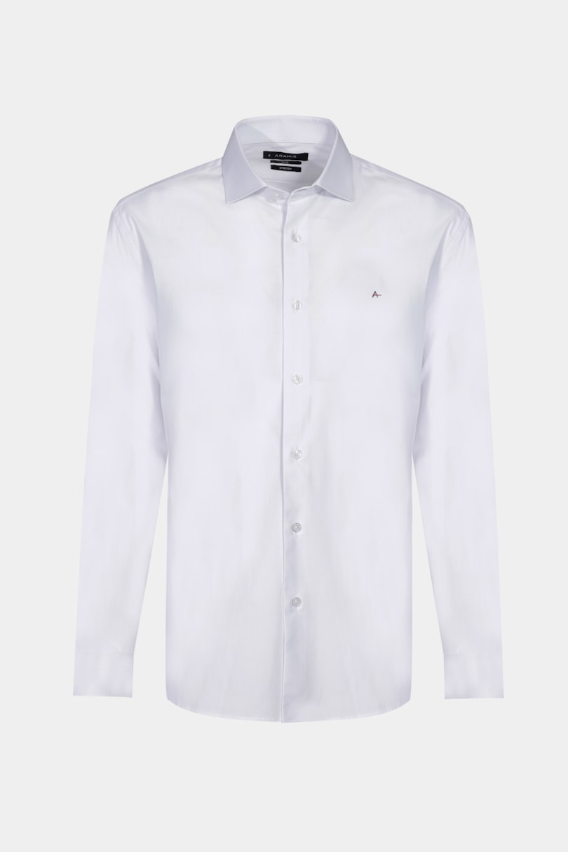 Não Ativar Camisa Manga Longa Slim Stretch Branco