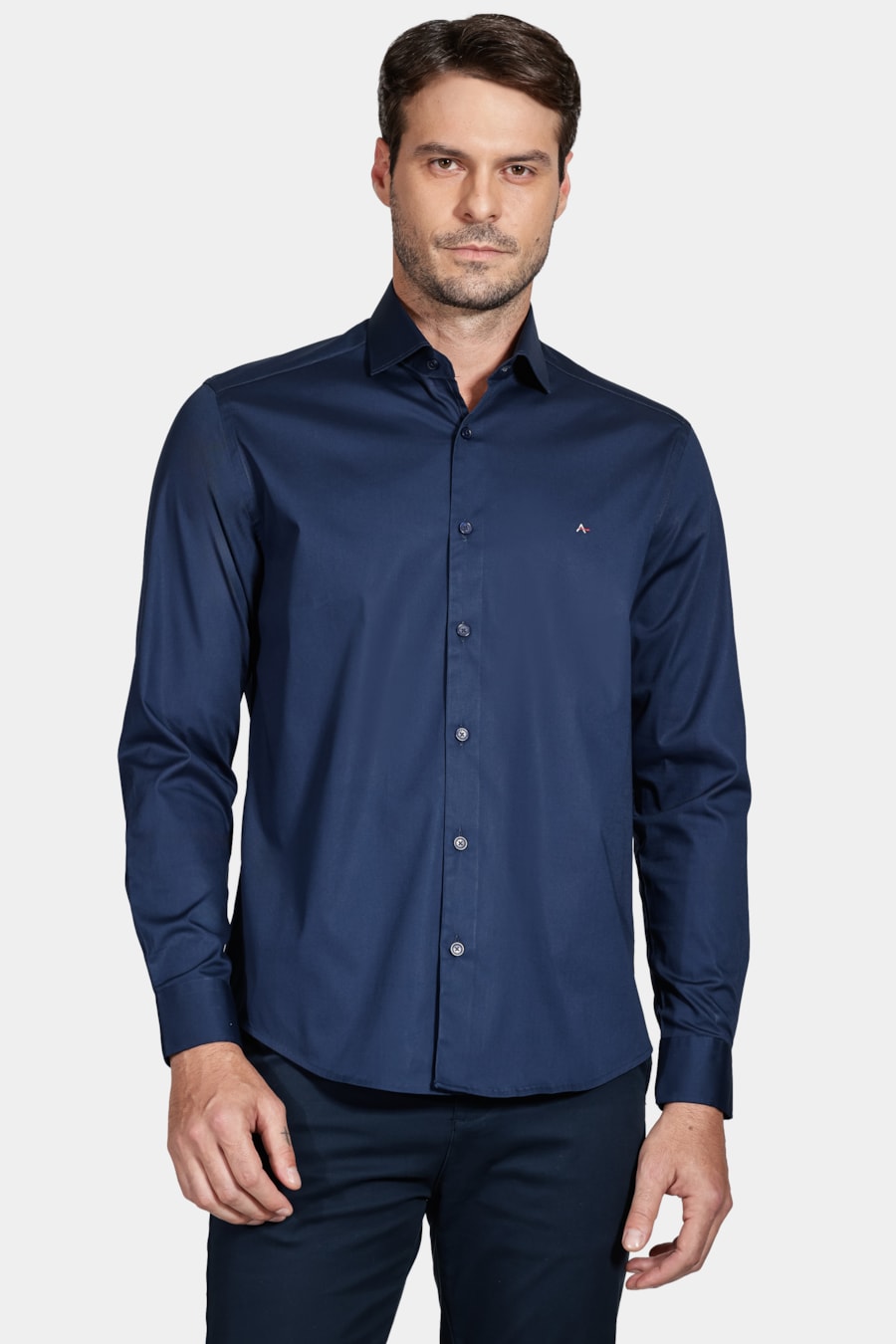 Não Ativar Camisa Manga Longa Slim Stretch Marinho — foto 1 de 5
