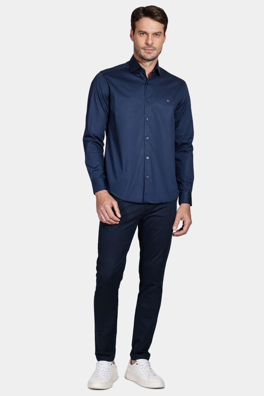 Não Ativar Camisa Manga Longa Slim Stretch Marinho — foto 2 de 5