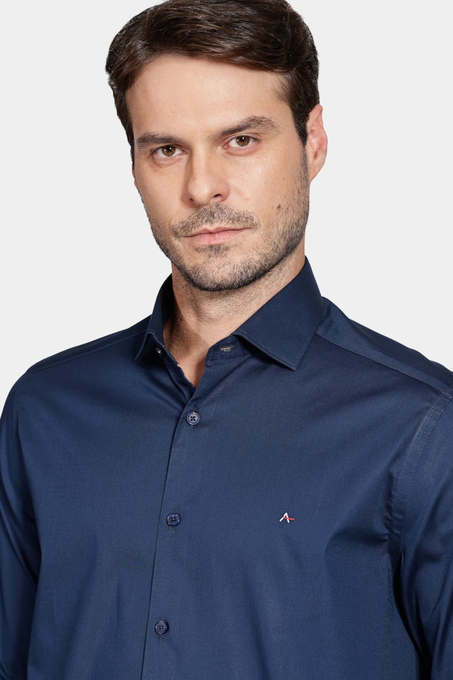 Não Ativar Camisa Manga Longa Slim Stretch Marinho — foto 3 de 5