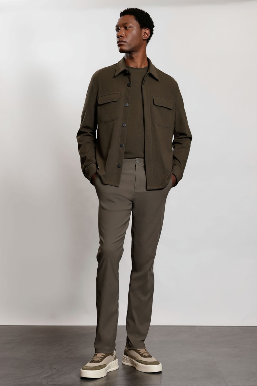 Overshirt Manga Longa Malha Dupla Fume — foto 2 de 6
