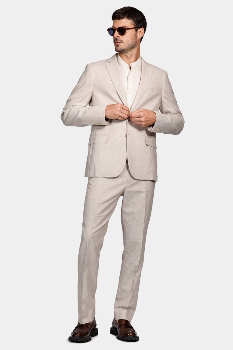 Paletó Linho Oxford Super Slim Cáqui