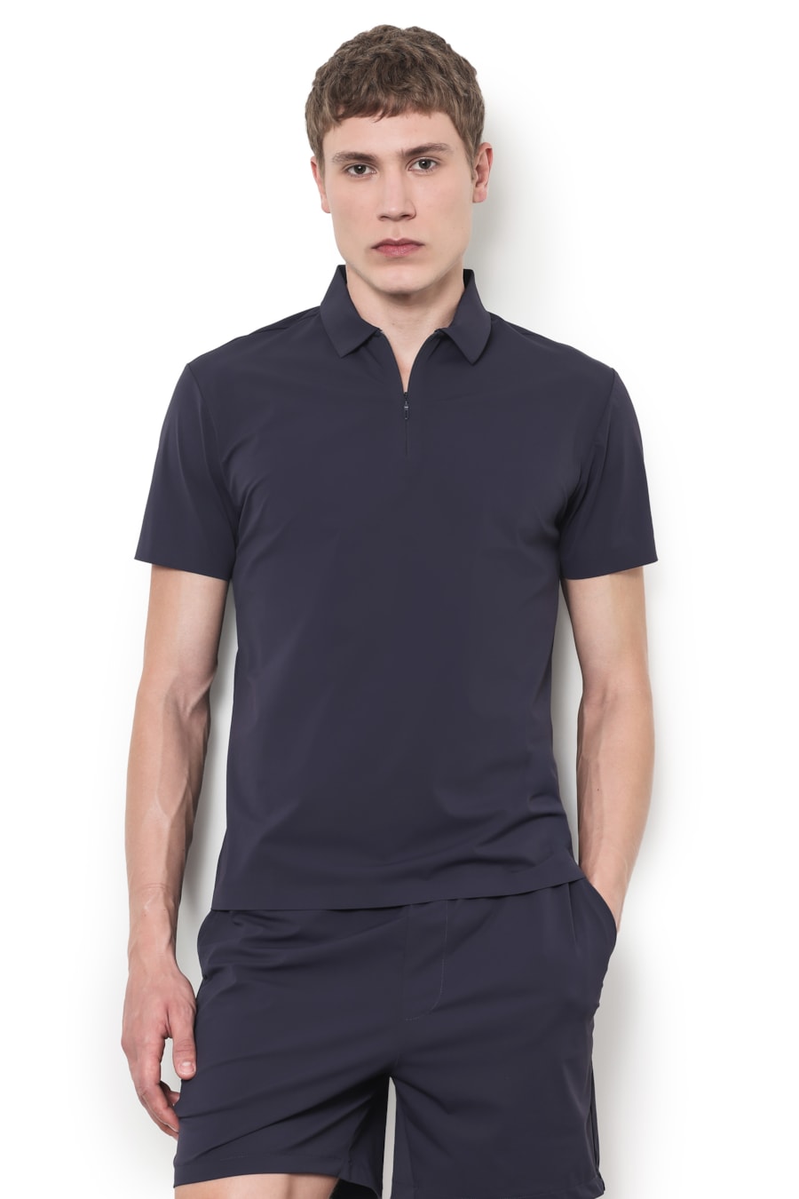 Polo Fusionada Com Zíper Bonded Marinho — foto 1 de 7