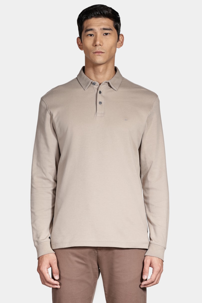 Polo Interlock Pima Long Sleeve Amendoa