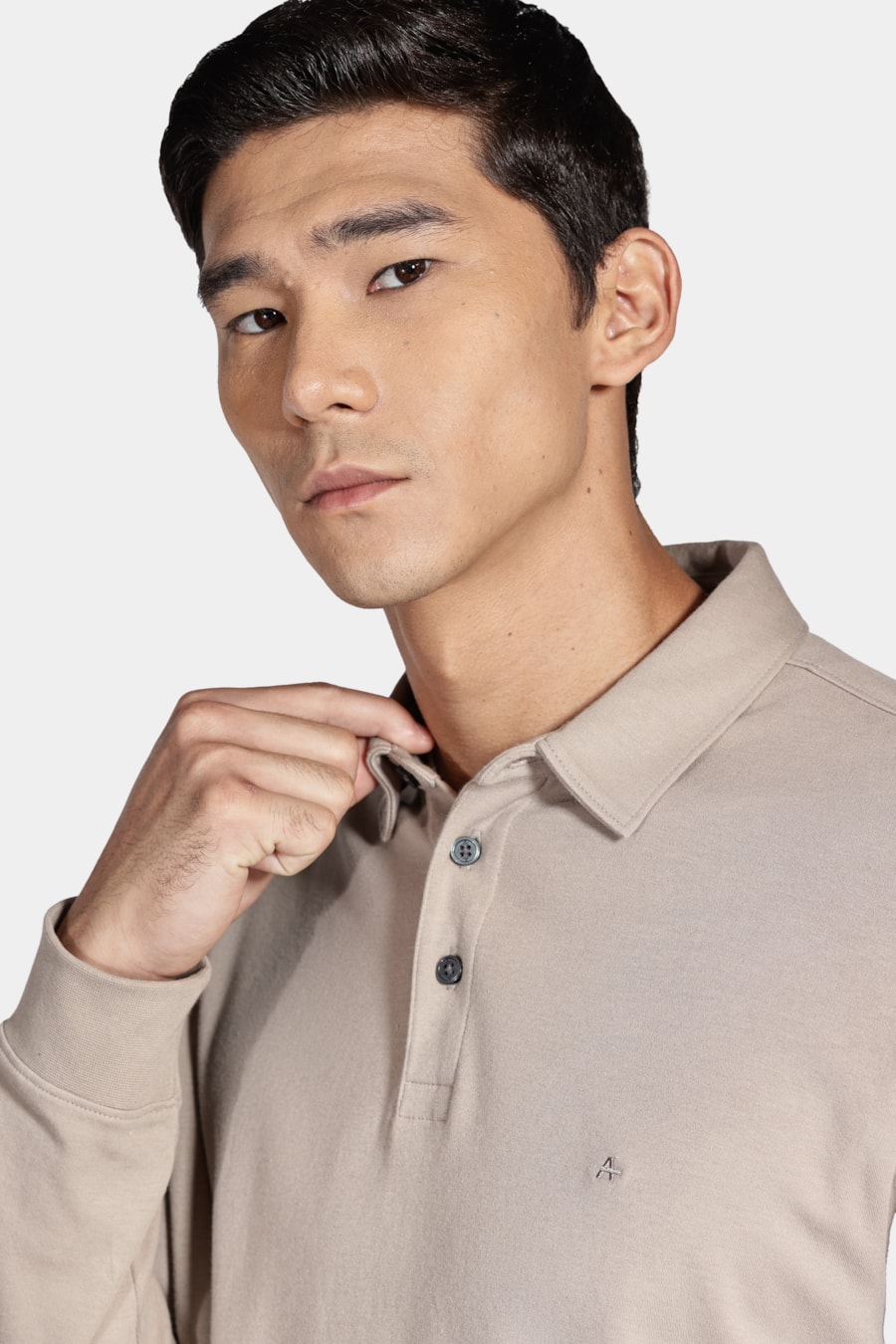 Polo Interlock Pima Long Sleeve Amendoa — foto 3 de 4
