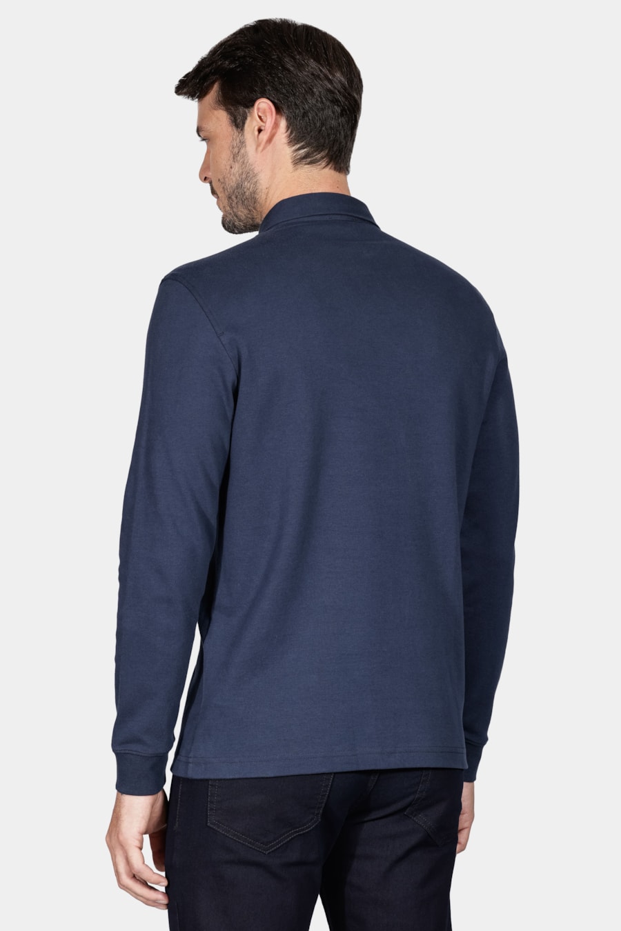 Polo Interlock Pima Long Sleeve Azul Marinho — foto 4 de 5