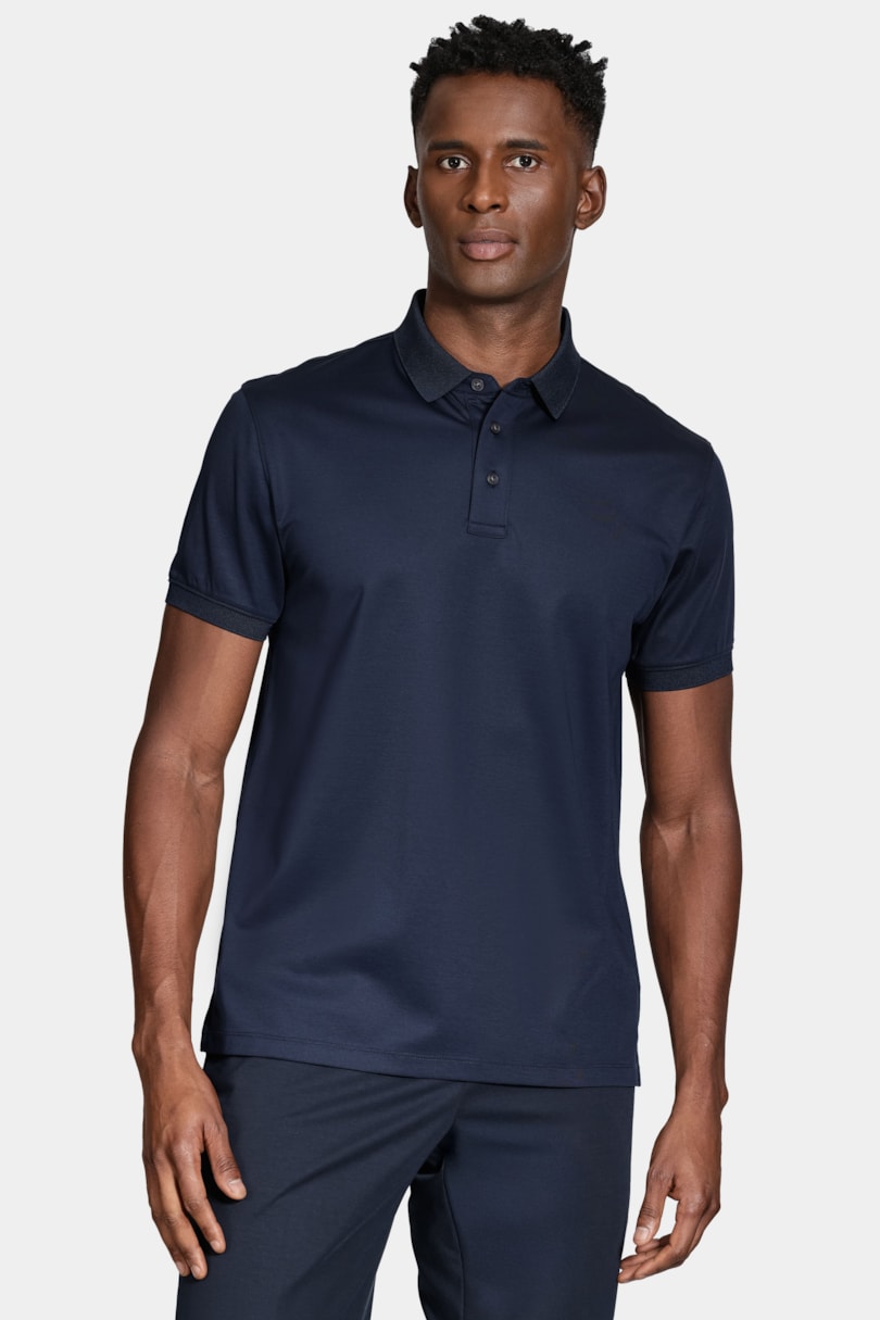 Polo Manga Curta A-70 Interlock Navy