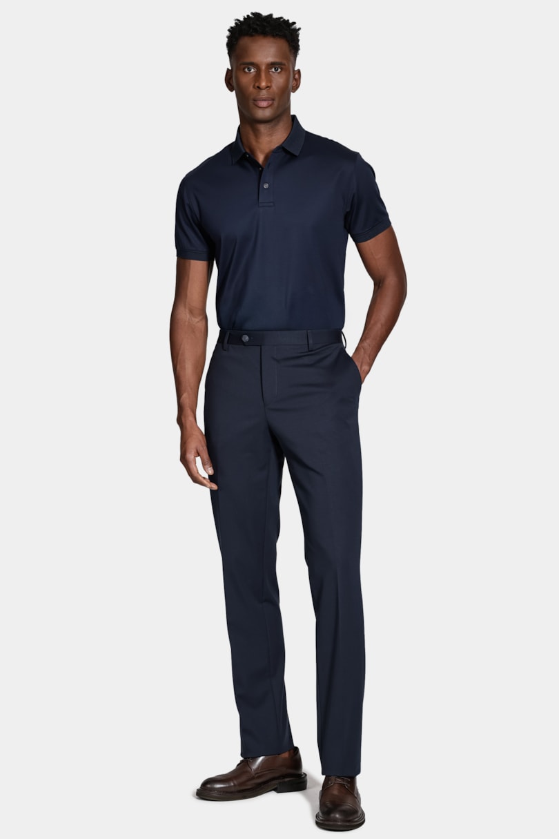Polo Manga Curta A-70 Interlock Navy
