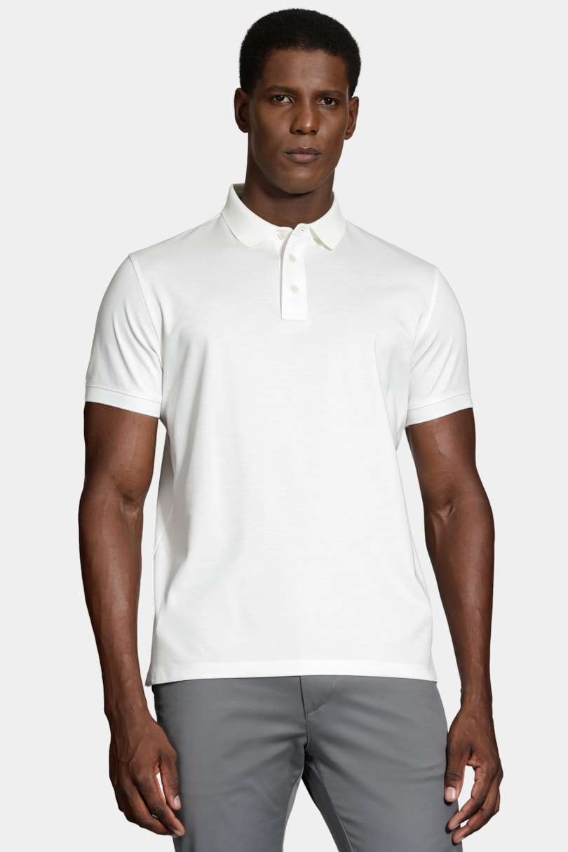Polo Manga Curta A-70 Interlock Off White