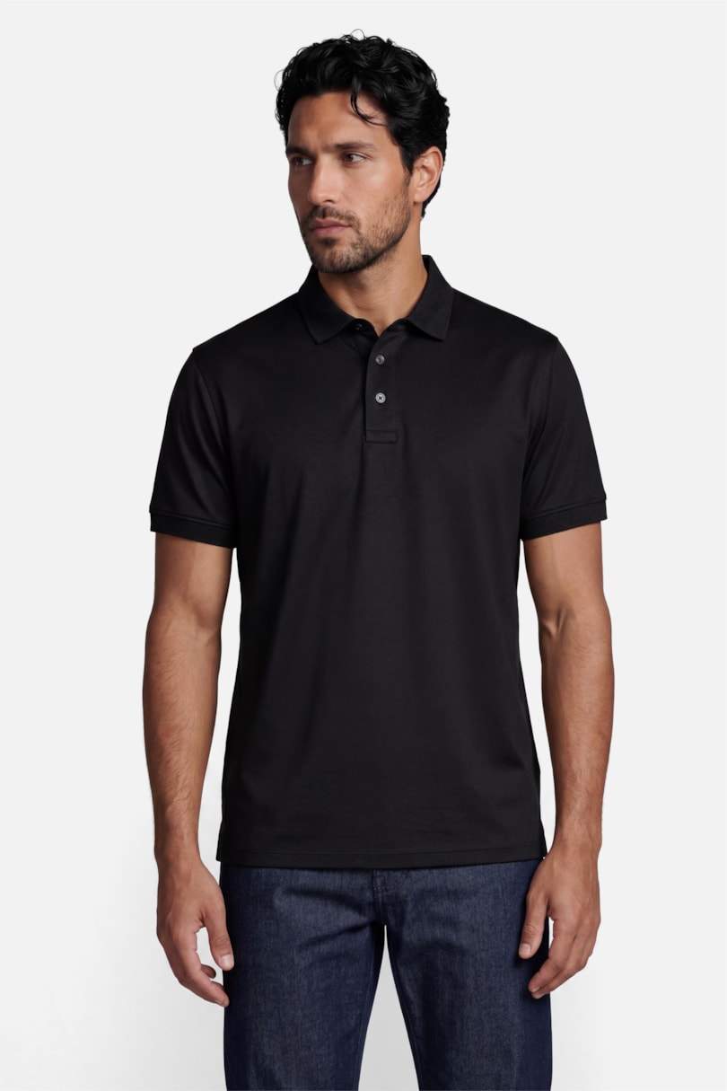 Polo Manga Curta A-70 Interlock Preto