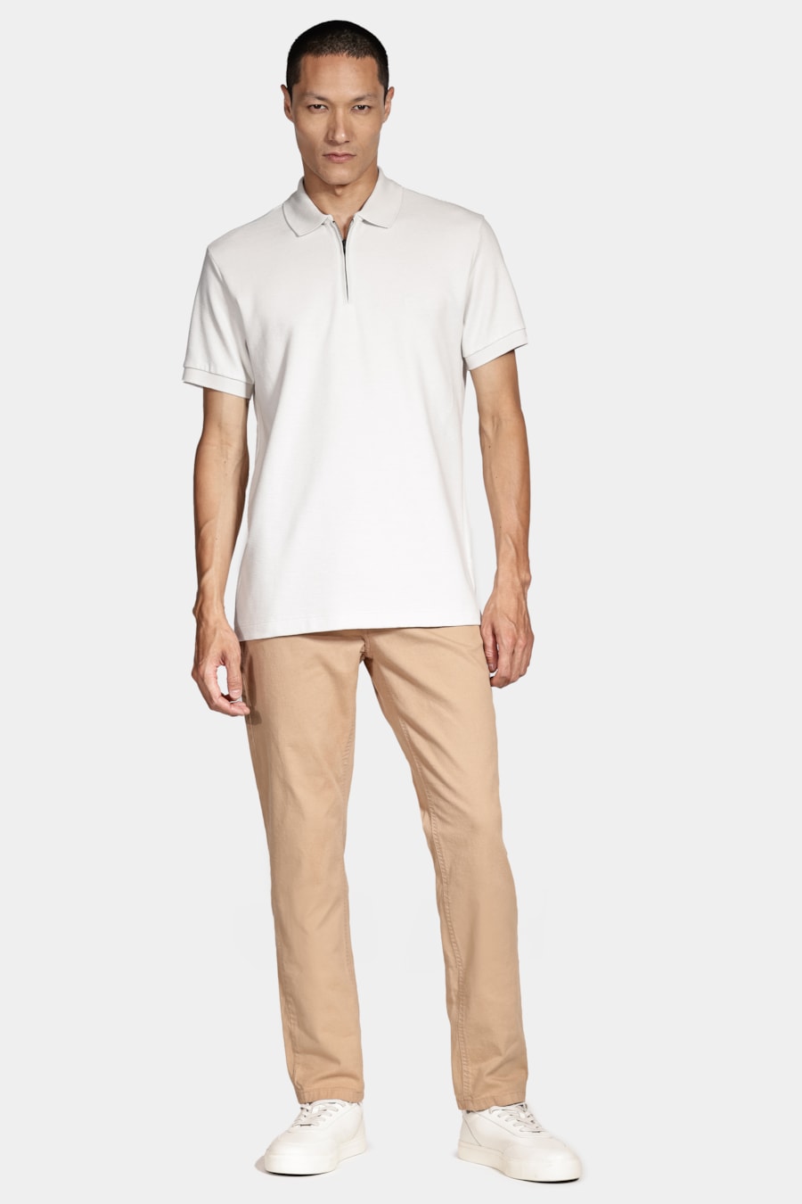 Polo Manga Curta Algodão Ottoman Branco Osso — foto 2 de 4