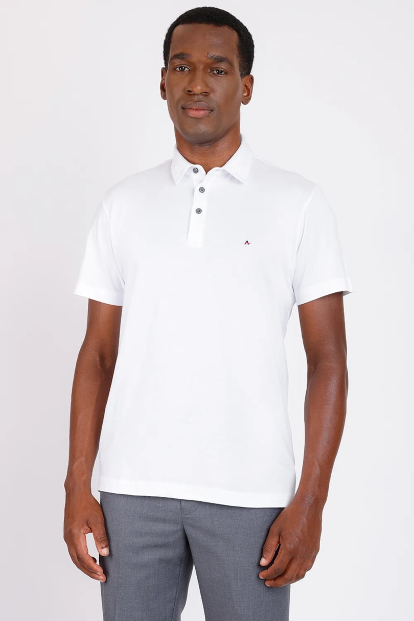Polo Manga Curta Algodão Pima Branco