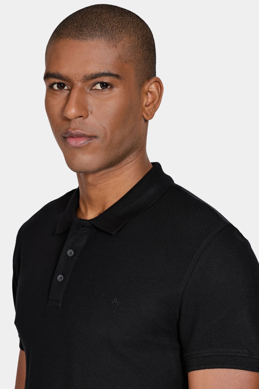 Polo Manga Curta Algodão Piquet Mescla Básica Preto — foto 3 de 5