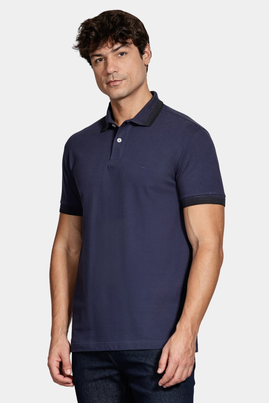 Polo Manga Curta Algodão Piquet Navy — foto 1 de 5