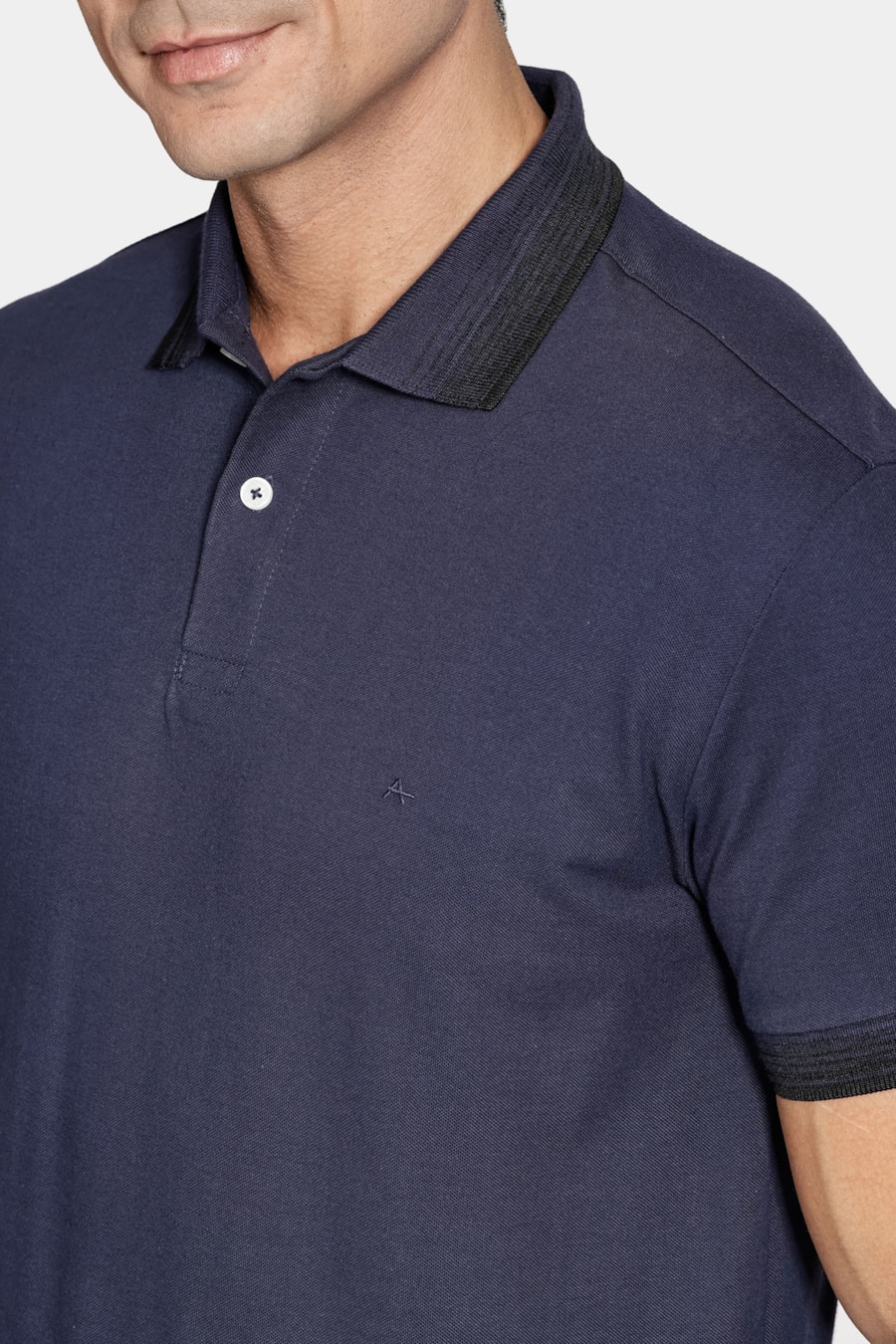 Polo Manga Curta Algodão Piquet Navy — foto 3 de 5