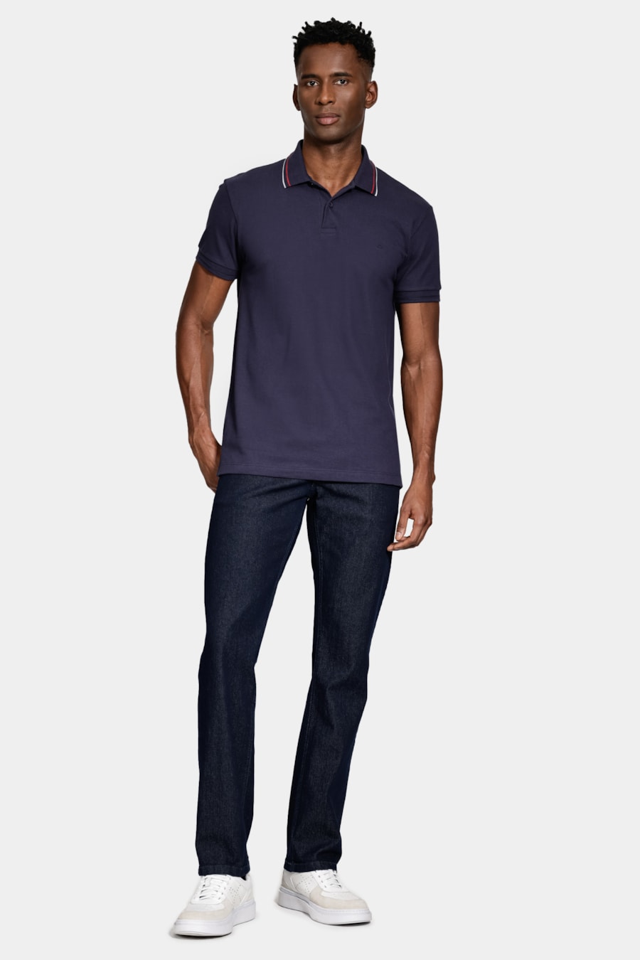 Polo Manga Curta Algodão Piquet Navy — foto 2 de 5