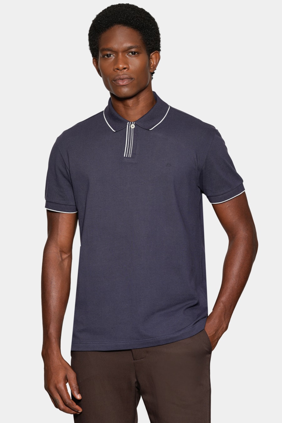 Polo Manga Curta Algodão Piquet Navy — foto 1 de 5