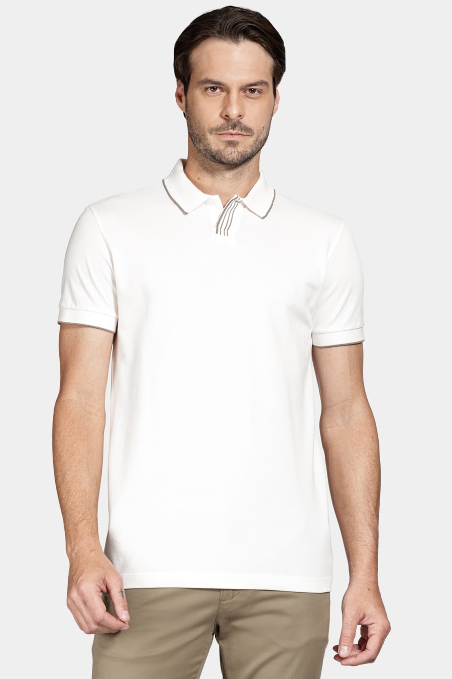 Polo Manga Curta Algodão Piquet Off White — foto 1 de 5