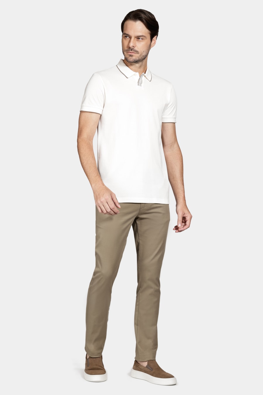 Polo Manga Curta Algodão Piquet Off White — foto 2 de 5