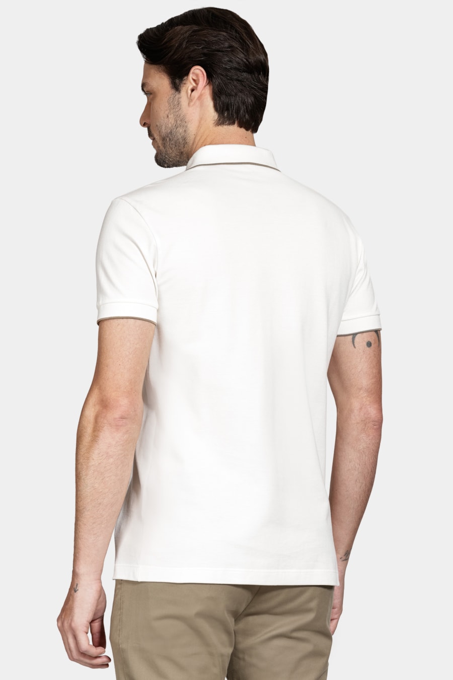 Polo Manga Curta Algodão Piquet Off White — foto 4 de 5