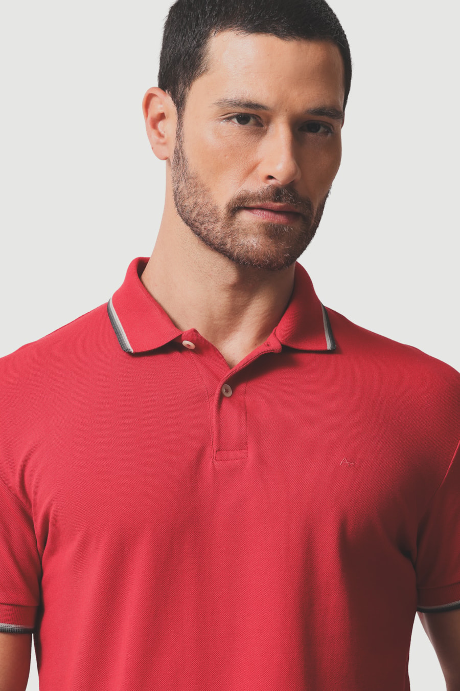 Polo Manga Curta Básica 4 Frisos Vermelho Aramis — foto 3 de 6