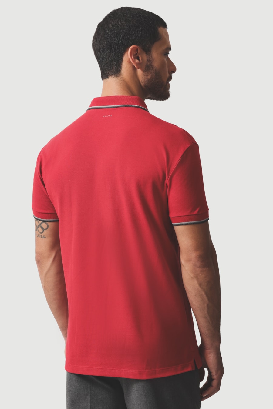 Polo Manga Curta Básica 4 Frisos Vermelho Aramis — foto 5 de 6