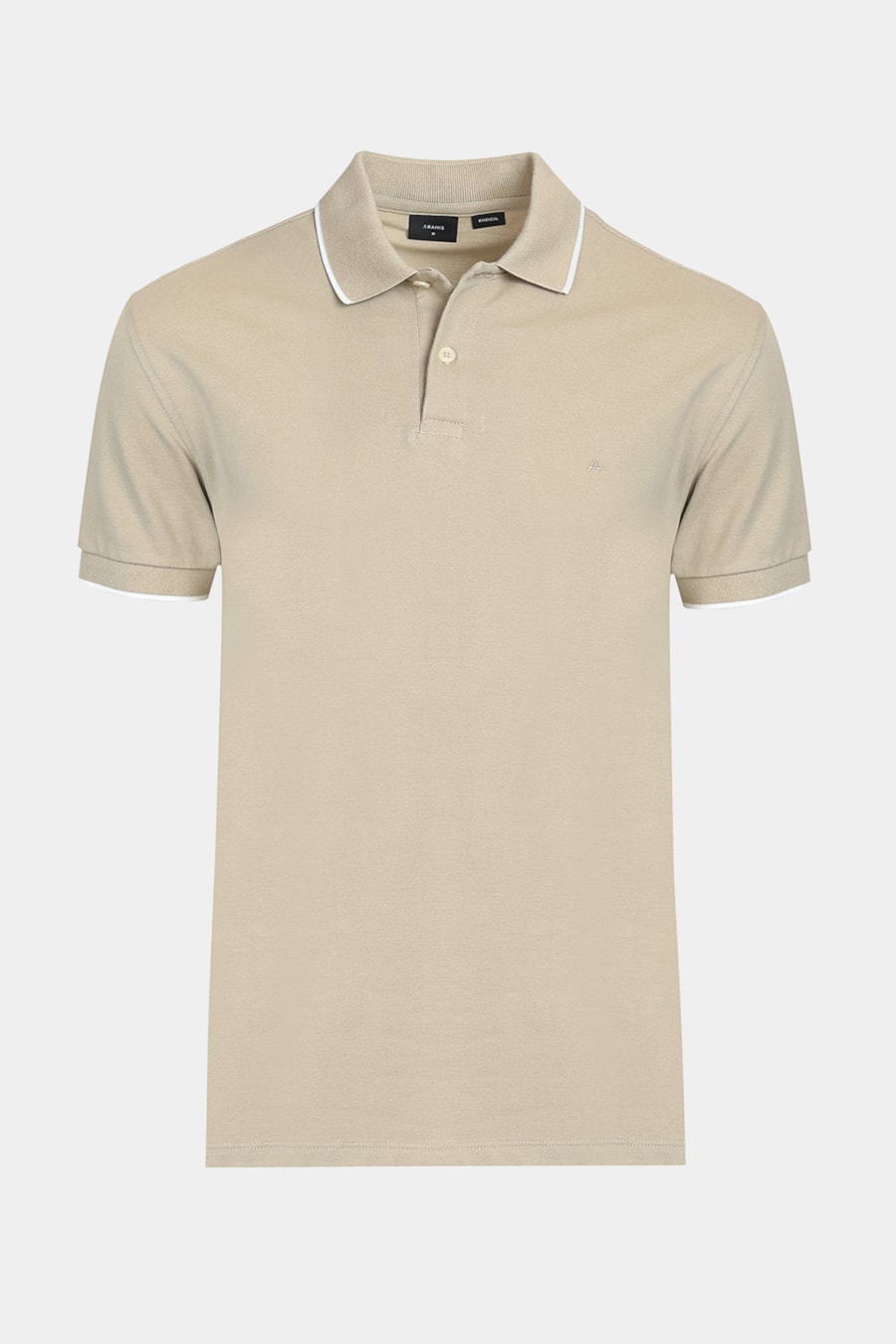 Polo Manga Curta Classic 1 Friso Amendoa Com Off White — foto 5 de 5