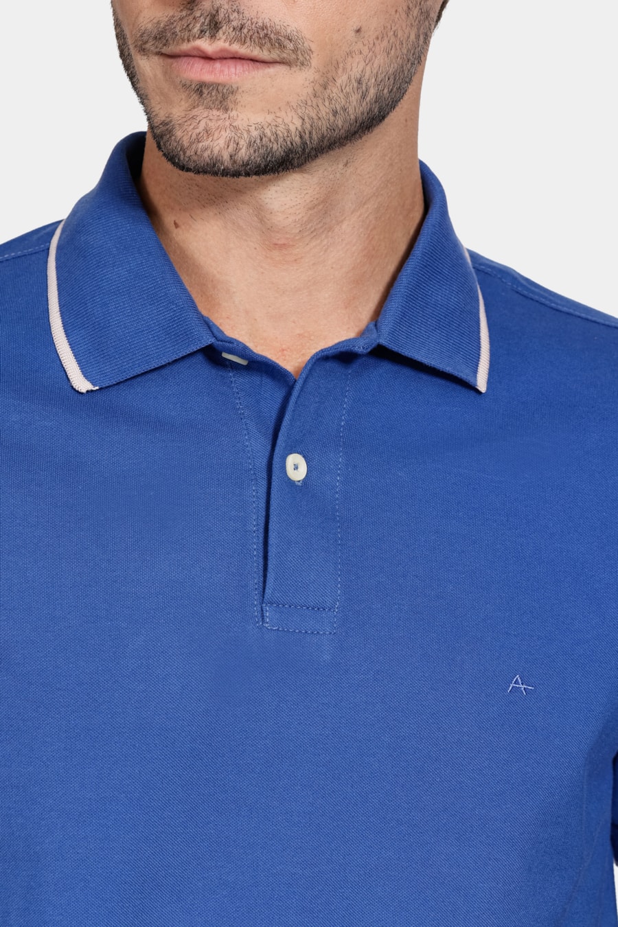 Polo Manga Curta Classic 1 Friso Azul Royal C/ Cinza Claro — foto 3 de 5