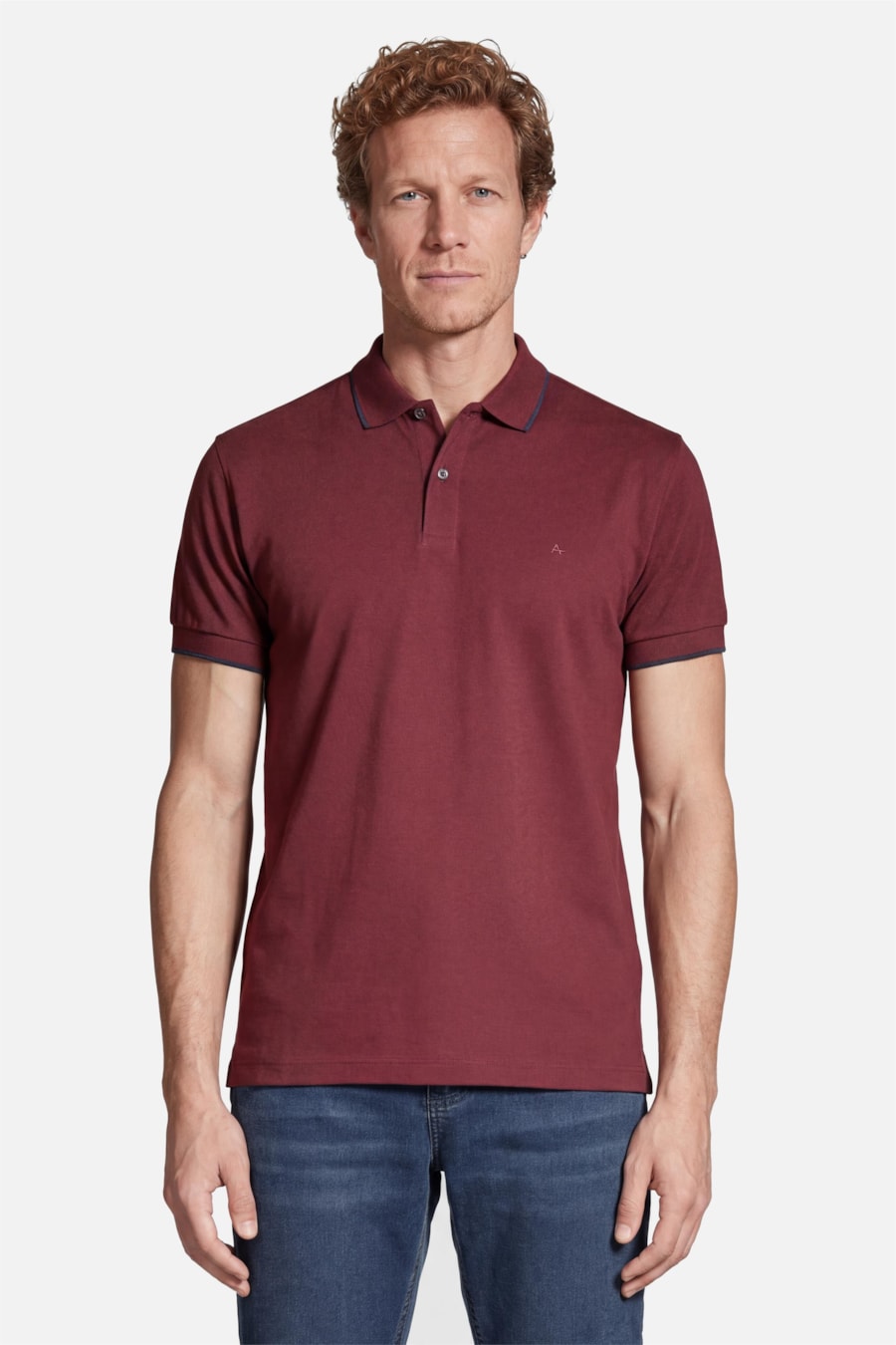 Polo Manga Curta Classic 1 Friso Bordo Cabernet Com Marinho — foto 1 de 5
