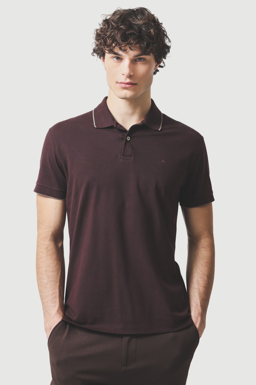 Polo Manga Curta Classic 1 Friso Burgundy 118 — foto 1 de 5
