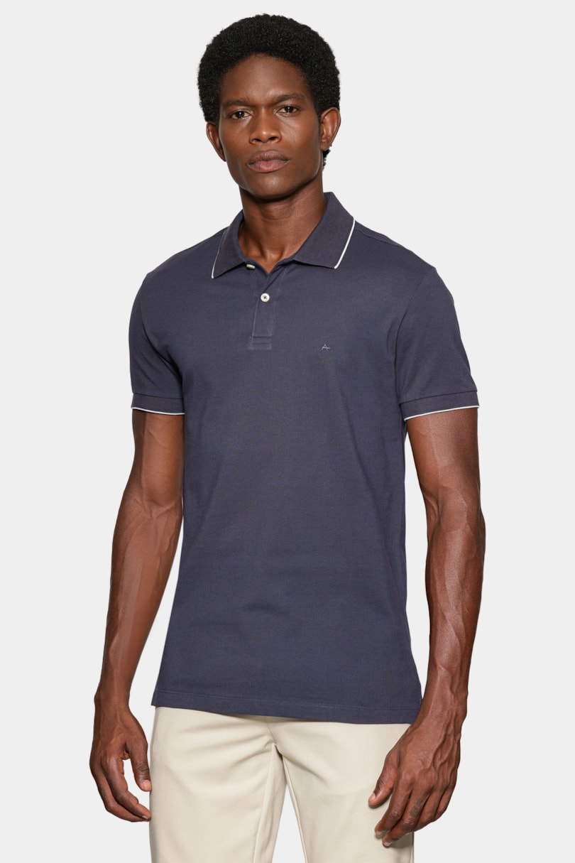 Polo Manga Curta Classic 1 Friso Navy
