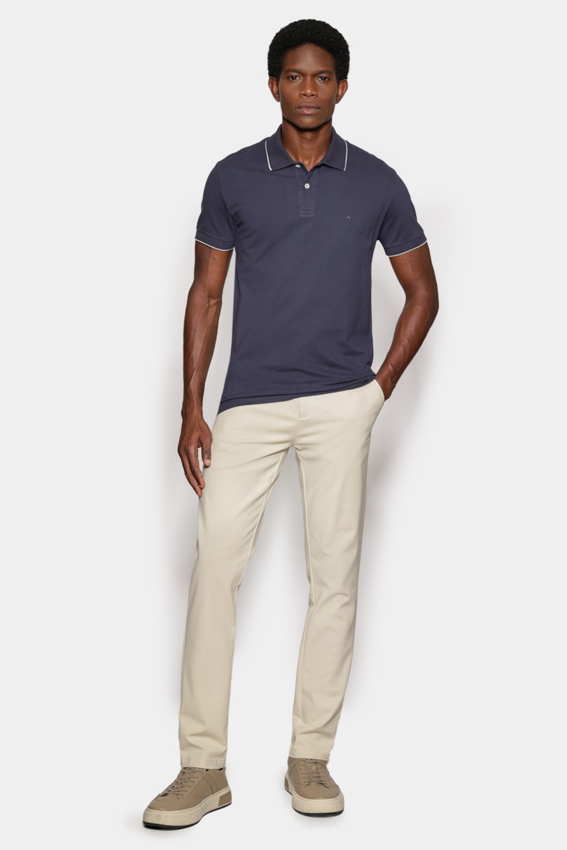Polo Manga Curta Classic 1 Friso Navy