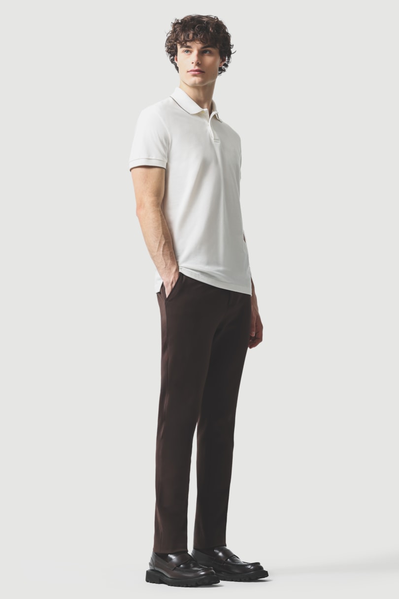 Polo Manga Curta Classic 1 Friso Off White