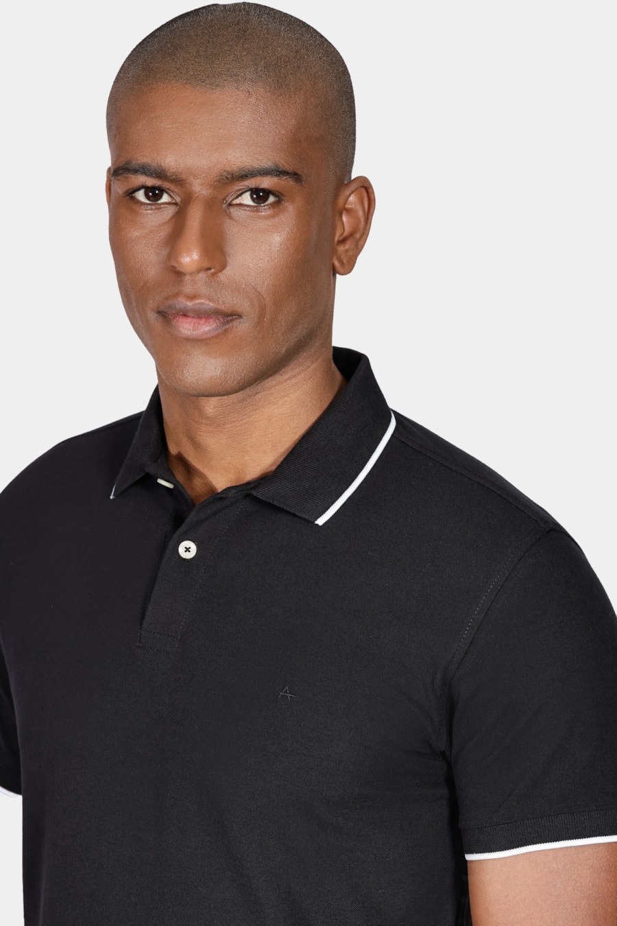 Polo Manga Curta Classic 1 Friso Preto Com Off White — foto 3 de 5
