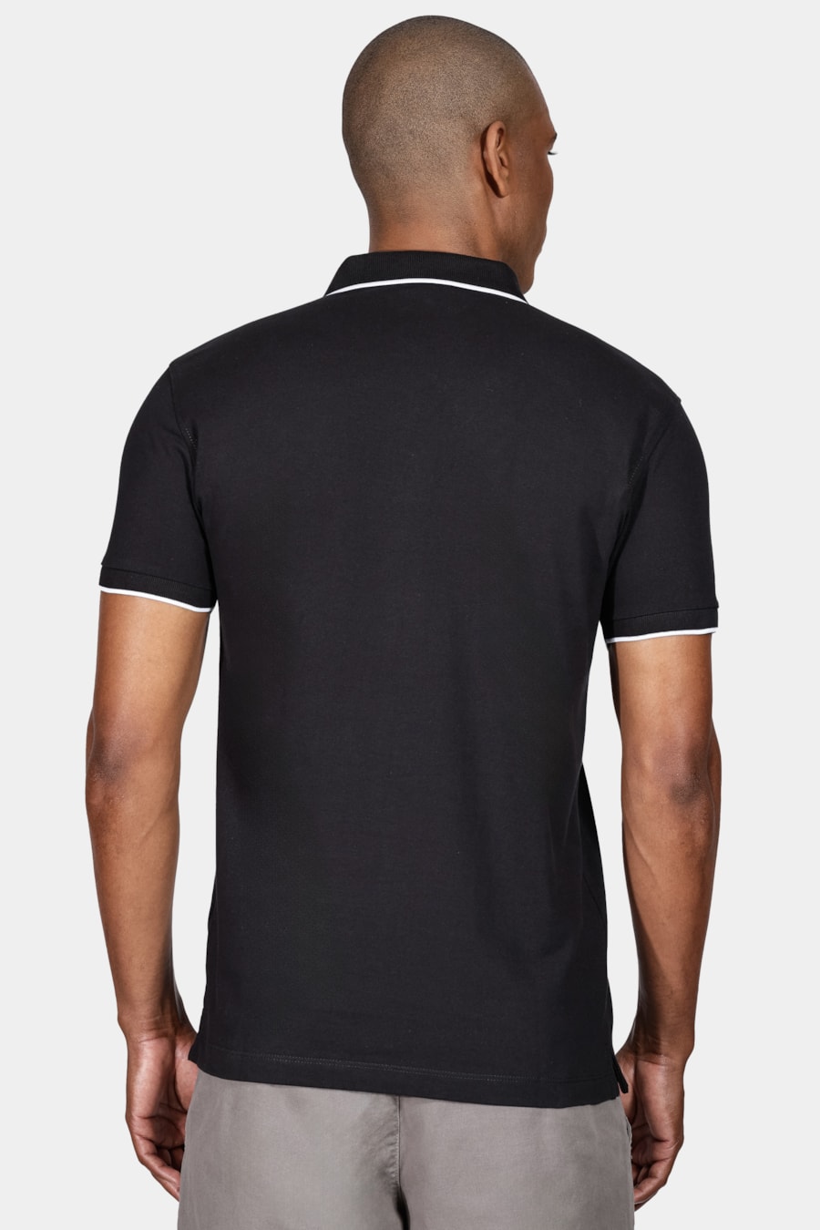 Polo Manga Curta Classic 1 Friso Preto Com Off White — foto 4 de 5